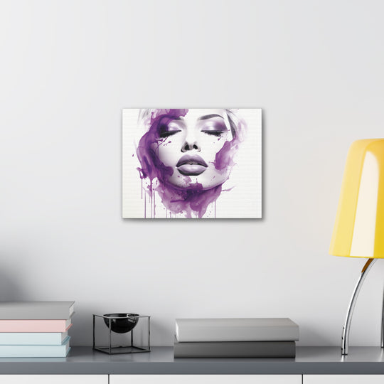 Lavender Dream - Elegant White Female Portrait with Purple Accents Canvas Art