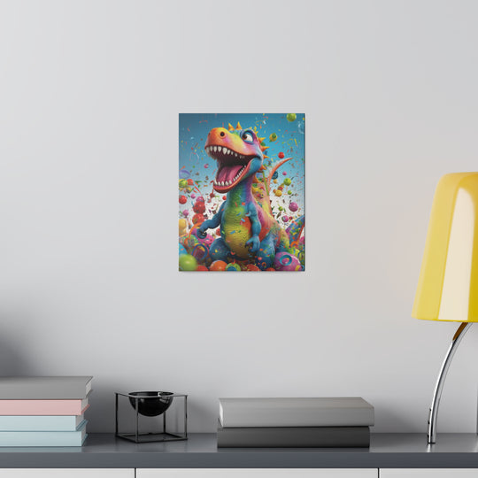 Vibrant Dino Delight: Premium Canvas Wall Art
