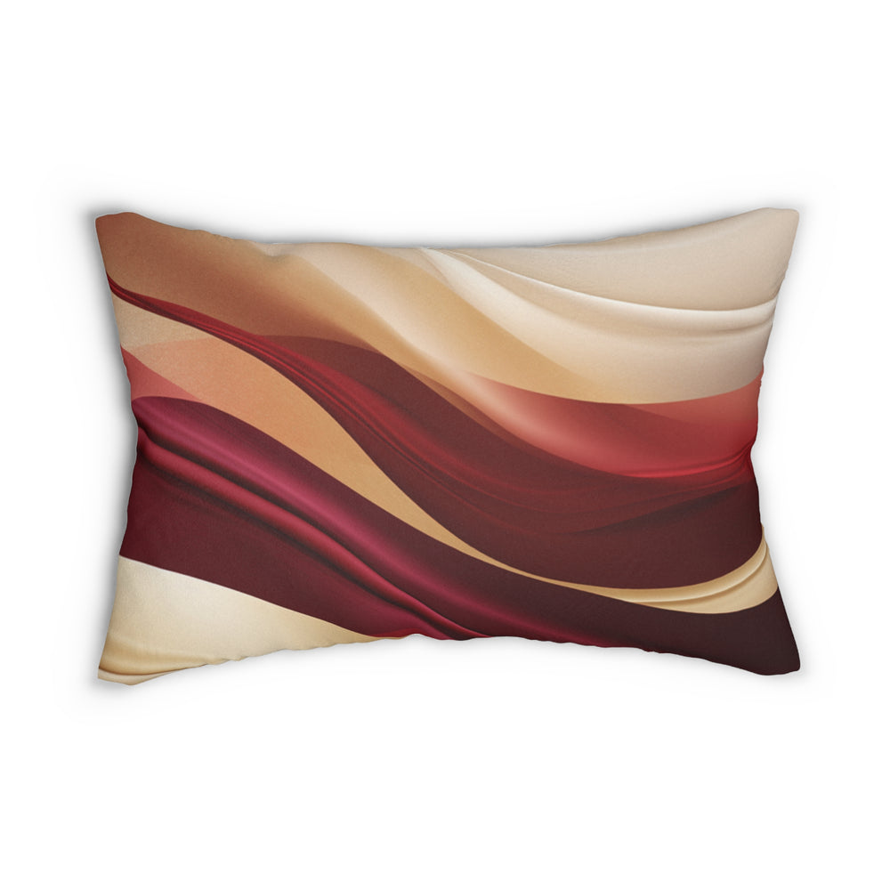Elegant Curves Lumbar Pillow in Rich Burgundy, Tan, and Brown