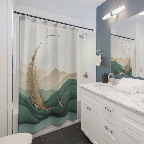 Elevate & Reflect: Premium Shower Curtain with Mindfulness and Journey Inspirations