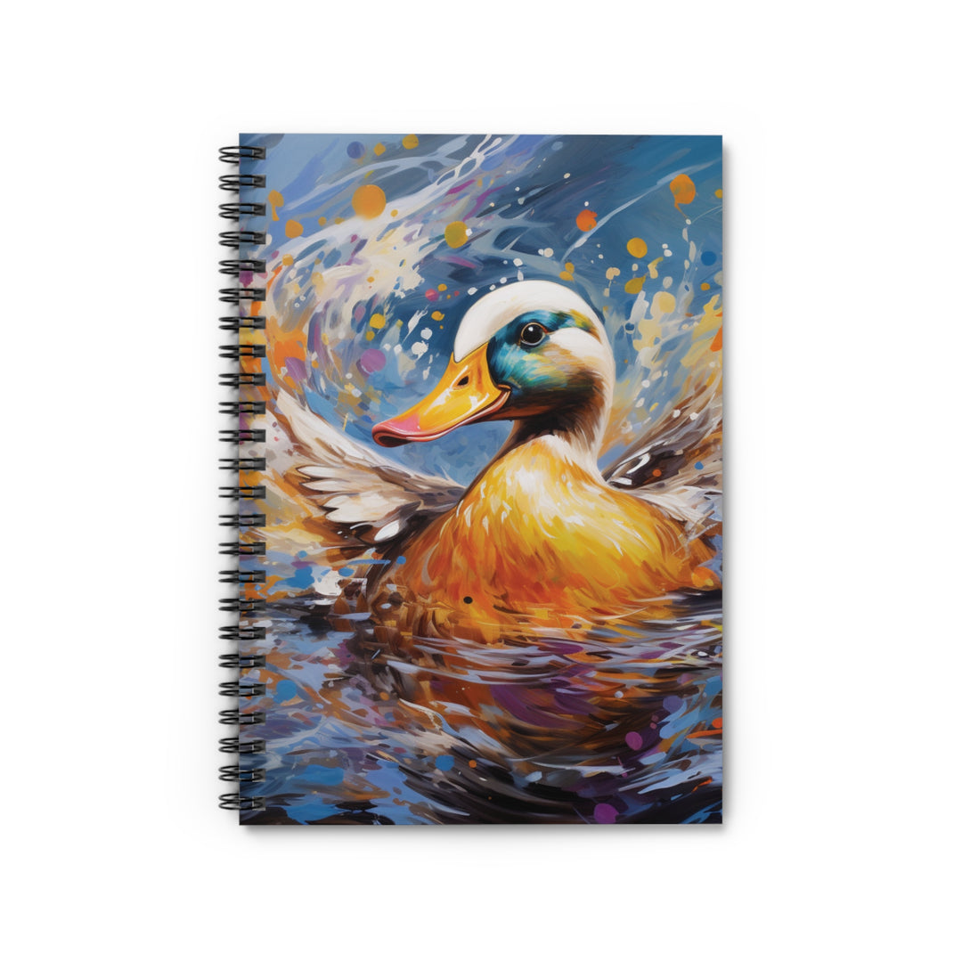 Vibrant Splash Duck Notebook - Eco-Friendly, Water-Resistant, Colorful Pond Imagery