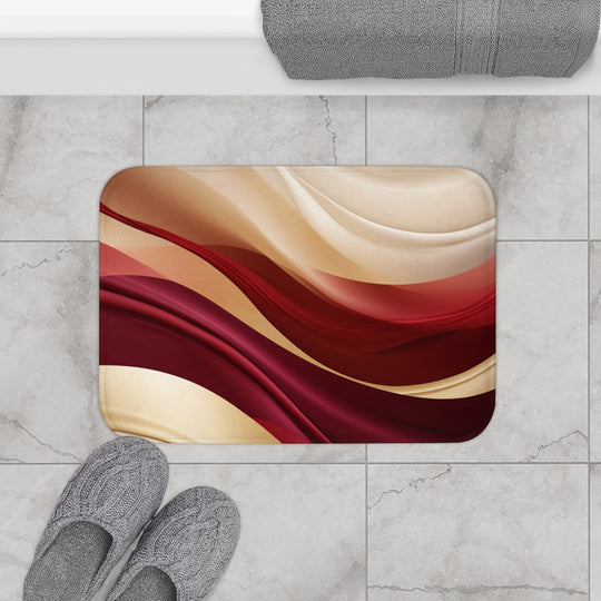 Product Title: Luxurious Burgundy Waves Bathmat: Soft, Absorbent, Non-Slip