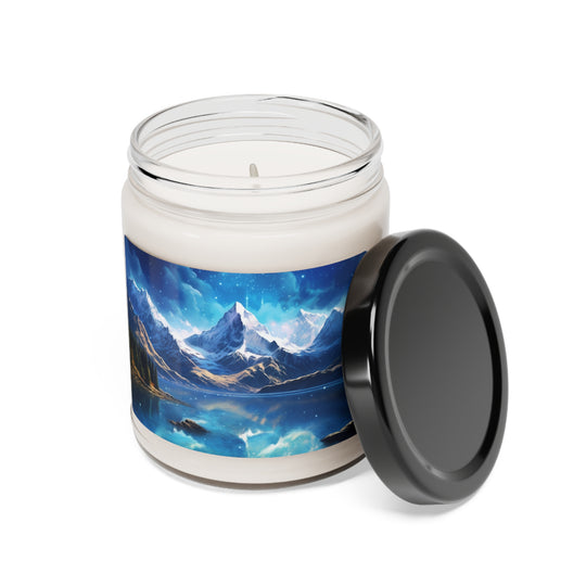 Spiritual Serenity Candle: Snow-Capped Mountain Peaks & Sparkling Blue Lake