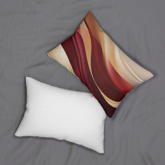 Elegant Curves Lumbar Pillow in Rich Burgundy, Tan, and Brown