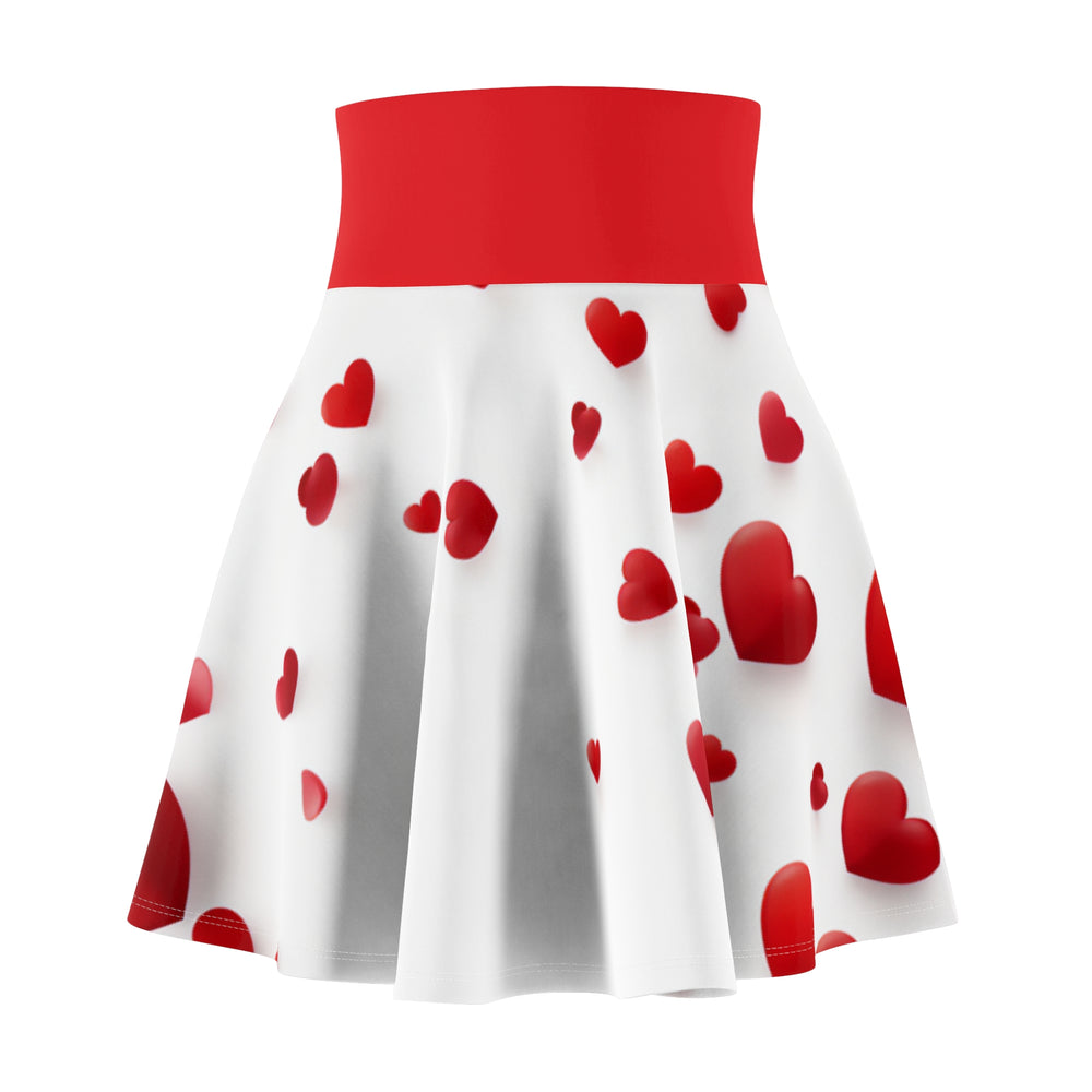 Charming Love Heart Mini Skirt - Trendy Red Hearts on White
