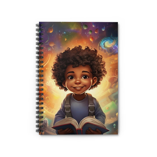 Galactic Dreams Notebook - Inspiring Melanin Boy with Book
