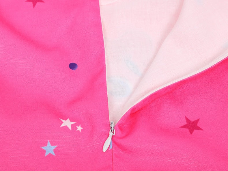 Enchanted Princess Cartoon Dress - Vibrant Pink with Exclusive Geometric Magic Pattern