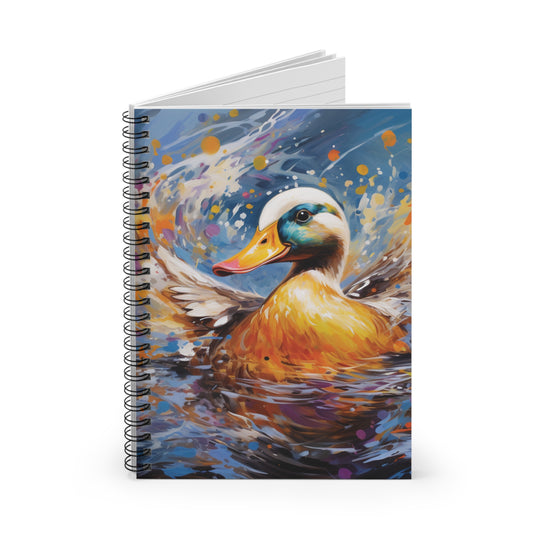 Vibrant Splash Duck Notebook - Eco-Friendly, Water-Resistant, Colorful Pond Imagery