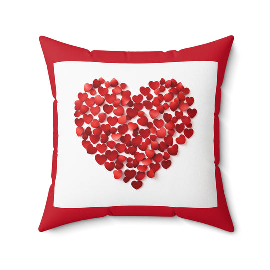 Love Embrace Heart-Shaped Red Mini Hearts Pillow - Luxurious Comfort & Trendy Home Deco