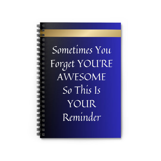 "Awesome Reminder Notebook - Brilliant Blue with Inspiring Quote