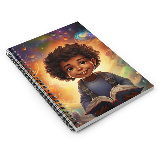 Galactic Dreams Notebook - Inspiring Melanin Boy with Book