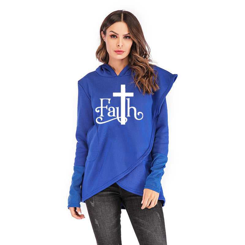 Large Size Faith Print Sweatshirt Hoodies