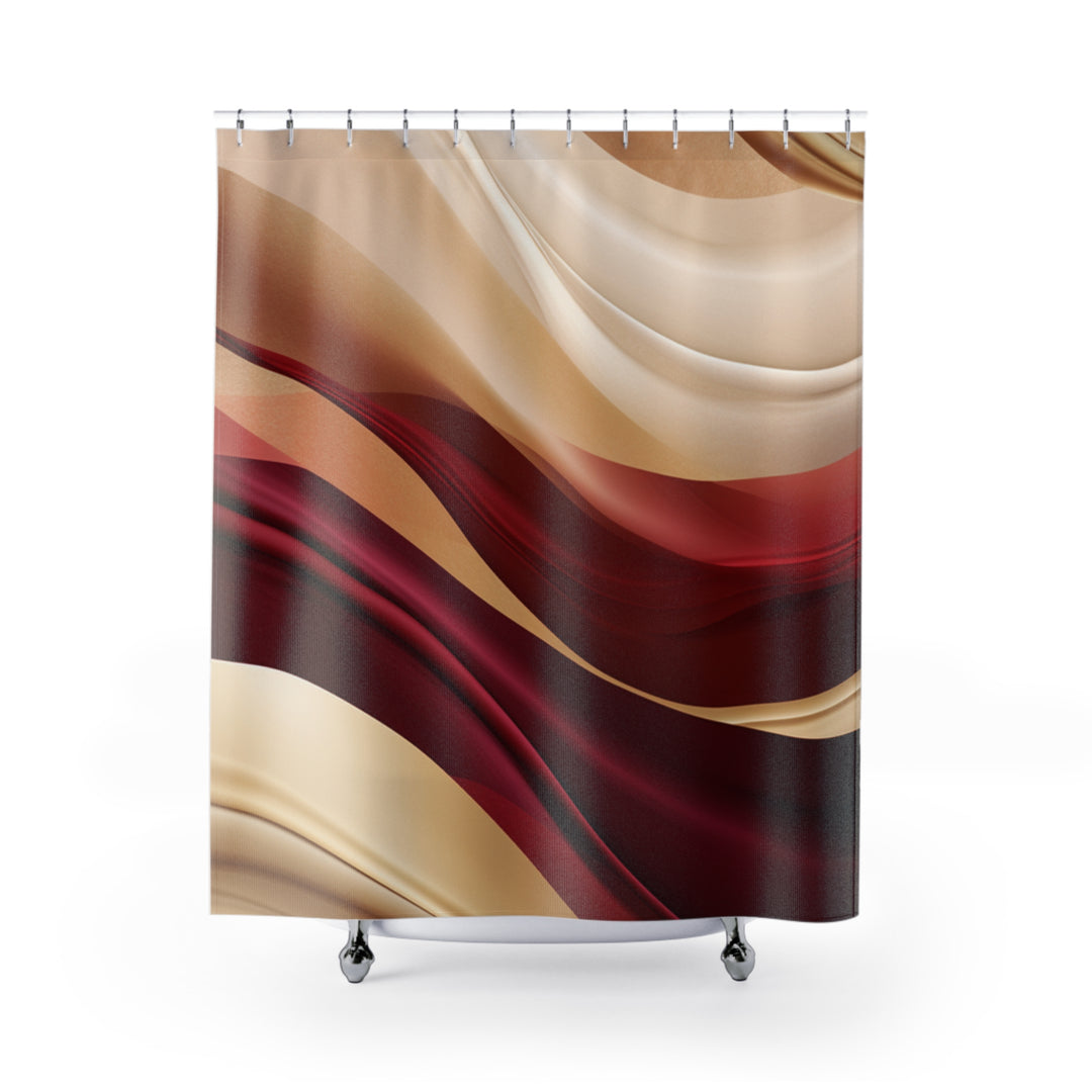 Elegant Waves Shower Curtain in Burgundy, Tan & Brown