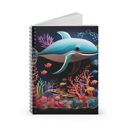 Oceanic Serenity: Blue Dolphin & Colorful Reef Notebook - Eco-Friendly & Inspirational