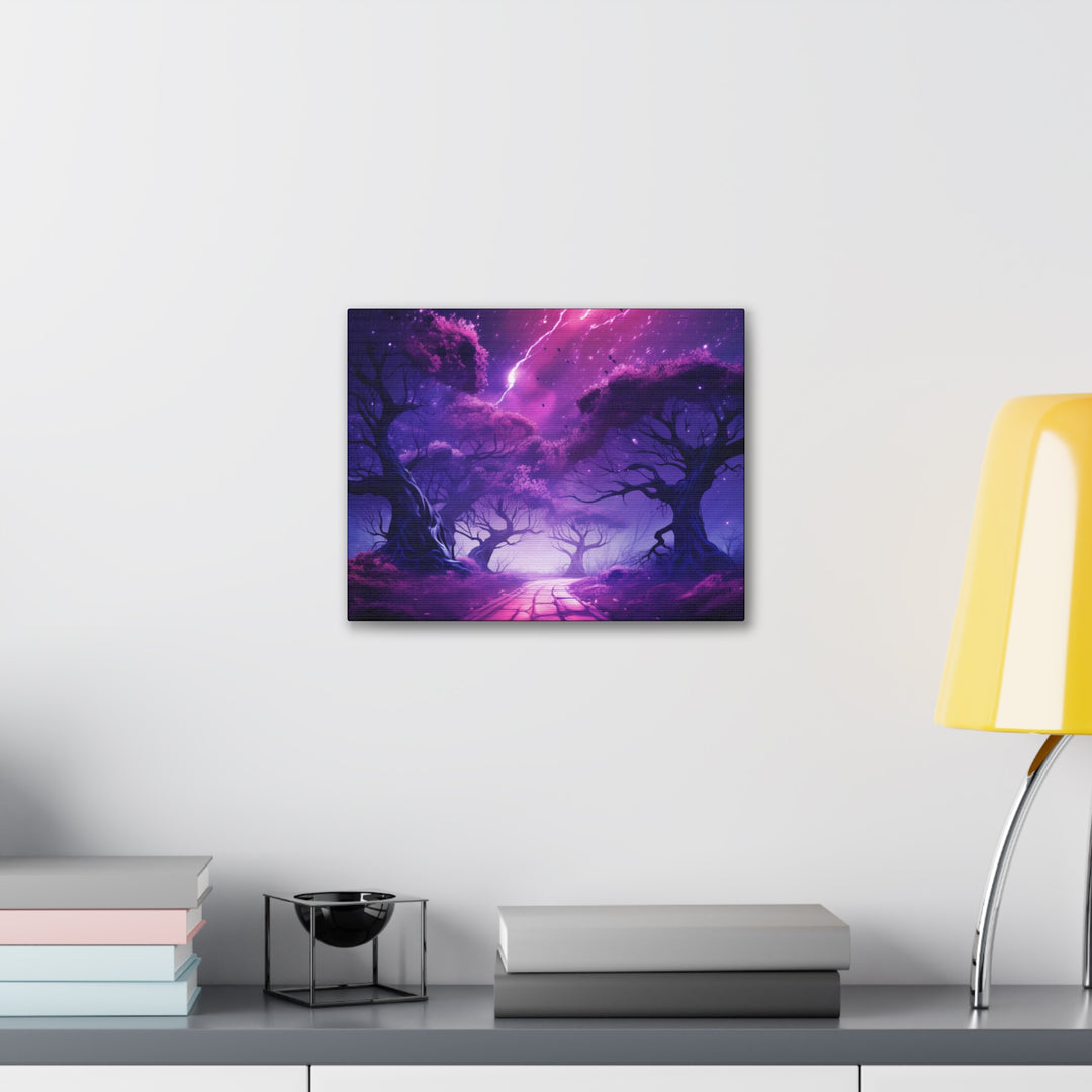 Majestic Purple Forest Canvas Art - Enchanting Trees & Dreamy Clouds