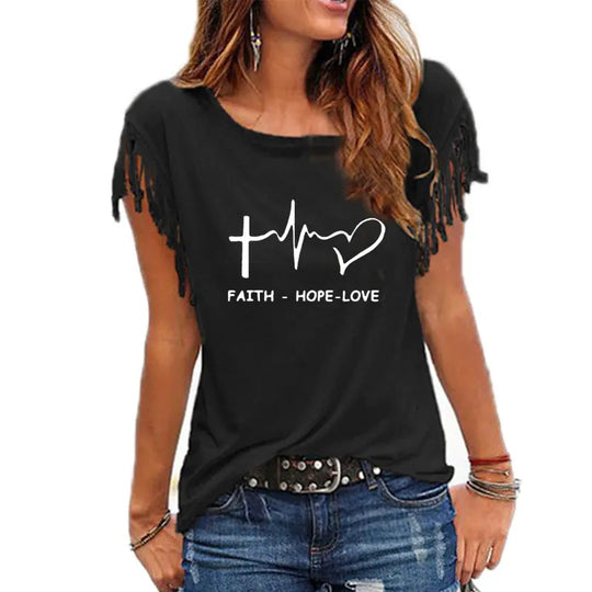 Faith, Hope, Love" - Women's Inspirational Graphic Tee